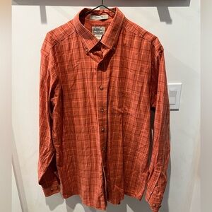 L.L. Bean Men's Rust Checkered Cotton Shirt
